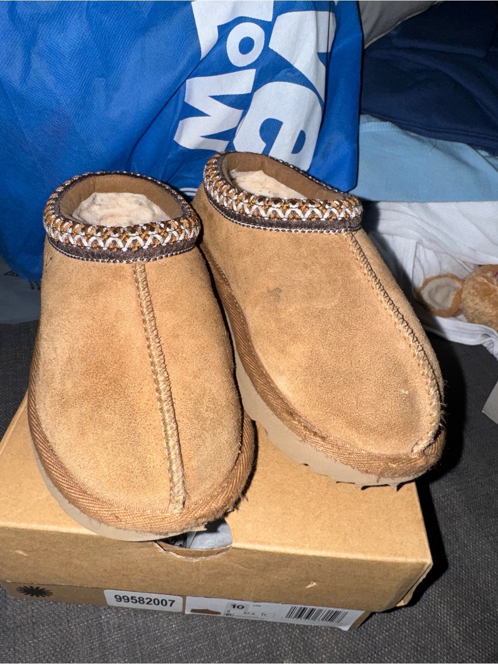 UGG Kids Chestnut Suede Slip-On Mules